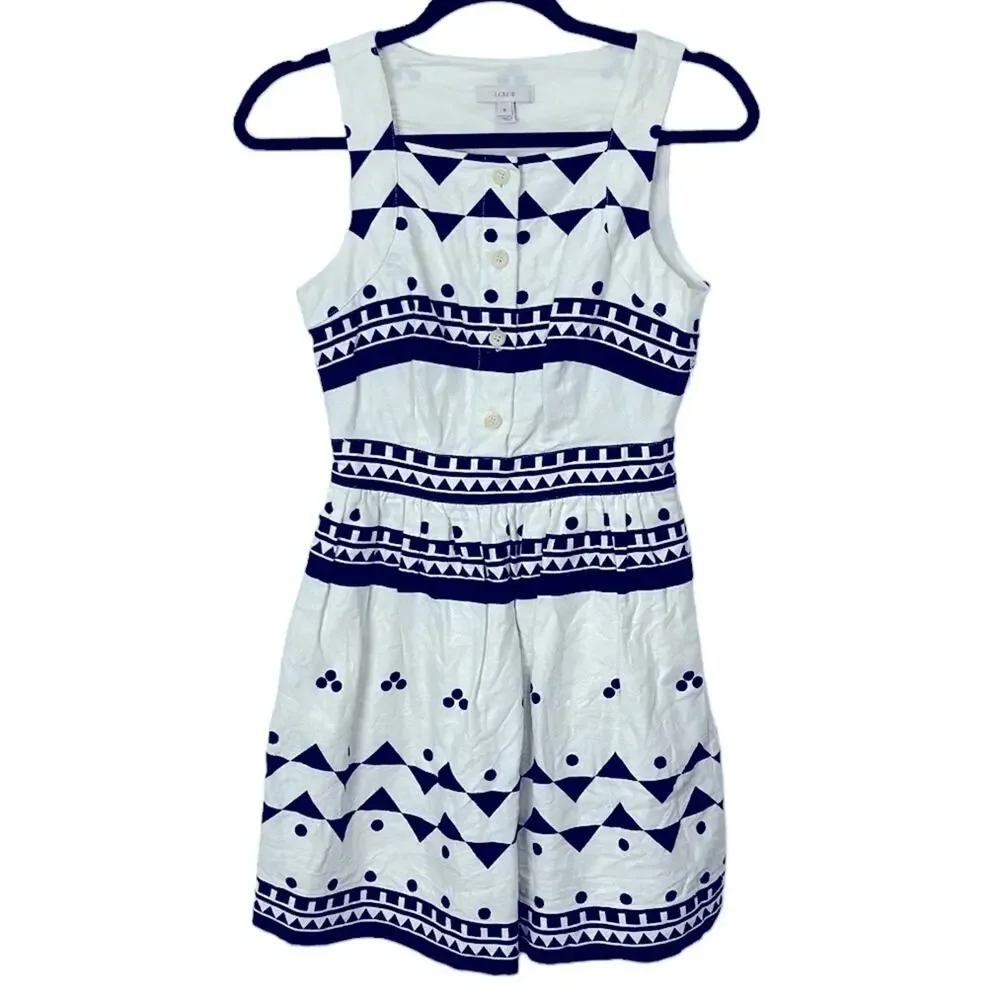 J.Crew Roller Girl Linen Sleeveless Dress Black and White Women’s size 0